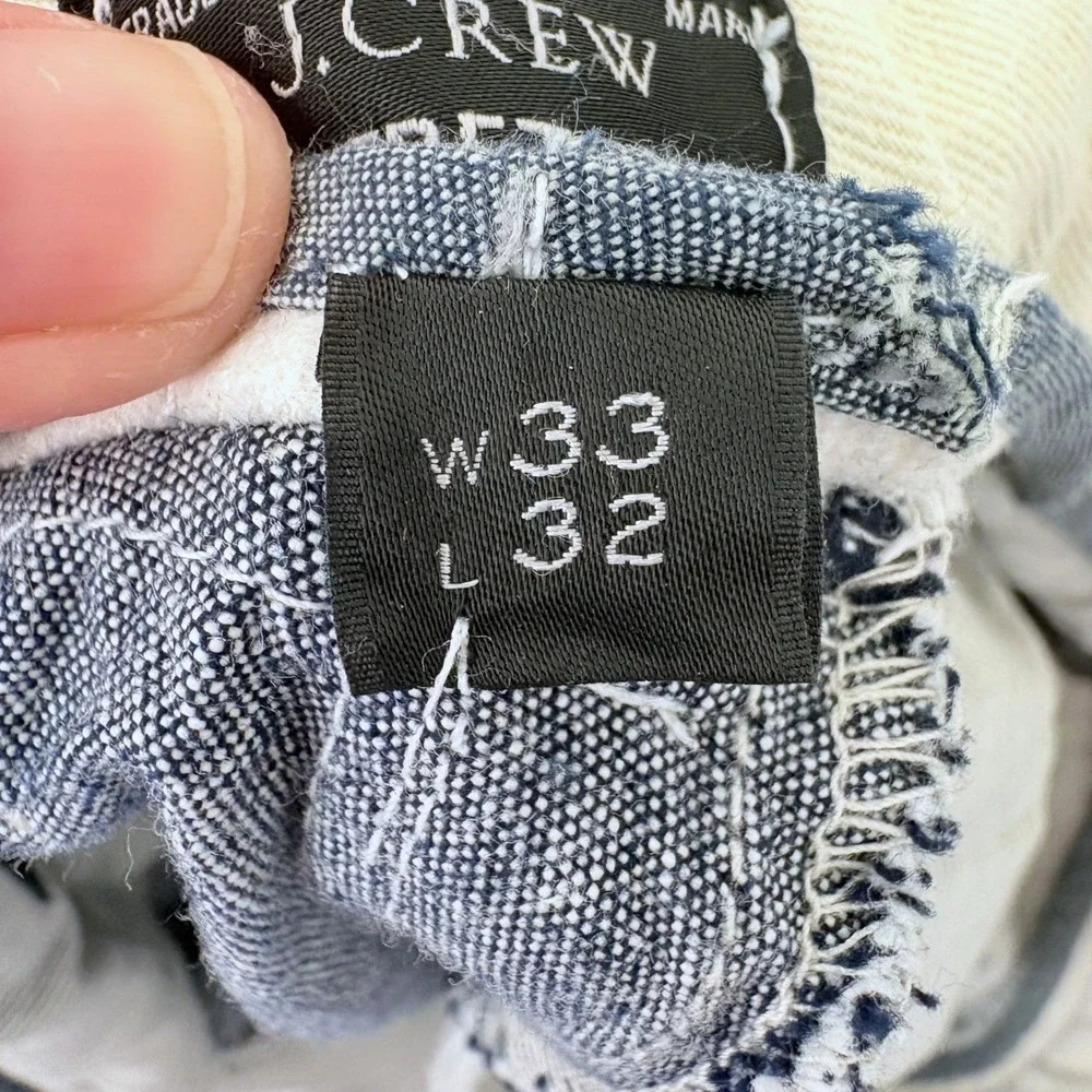 J‎ Crew Pants 770 Straight Mens 33x32 Blue Chambray Stretch Chinos L0719
